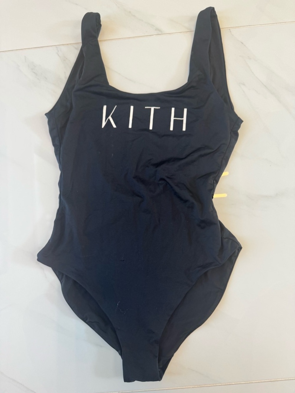 Kith Black One Piece Swimsuit Bodysuit Small Logo Luxury